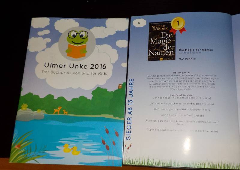 zwei Prospekte zur Ulmer Unke 2016, eins mit Sieger-Vorstellung
