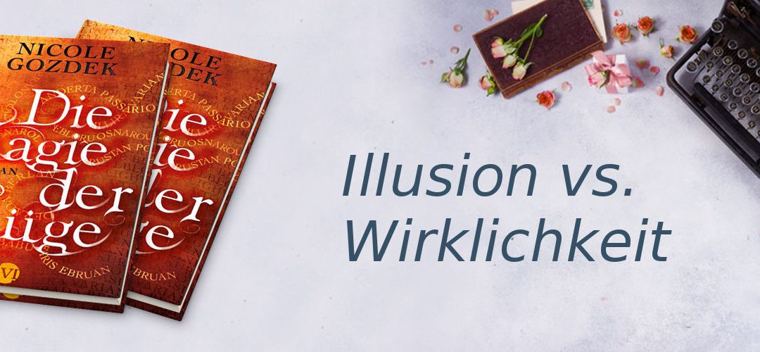 Banner mit "Illusion vs. Wirklichkeit" und 2 Büchern