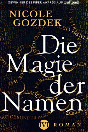 schwarz-goldenes Cover zu "Die Magie der Namen" mit weißem Titel